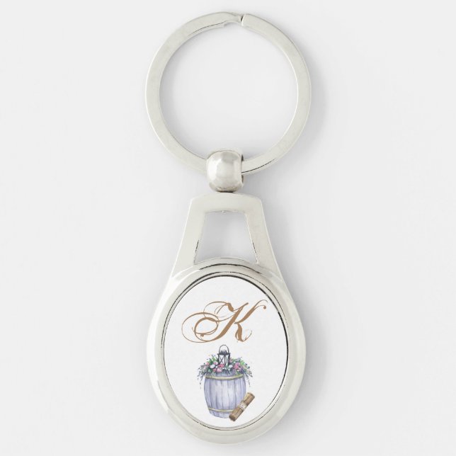 Personalized Key Chain Summer Country Wedding Rust (Front)