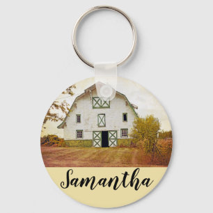 Personalized Key Chain Sunset Barn Country Rustic