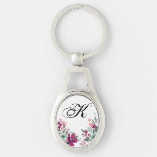 Personalized Key Chain Tropical Flower on White