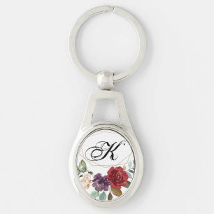 Personalized Key Chain White Roses Gold Geom