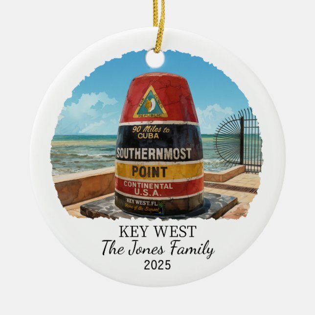 Personalized Key West Ornament, Florida State Ceramic Ornament (Front)