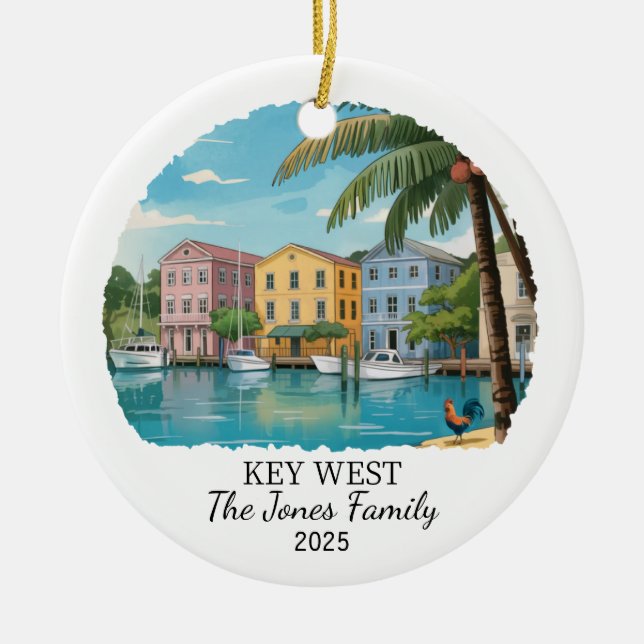 Personalized Key West Ornament, Florida State Ceramic Ornament (Front)