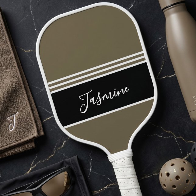 Personalized Khaki Earthy Neutral Custom Name  Pickleball Paddle (Creator Uploaded)