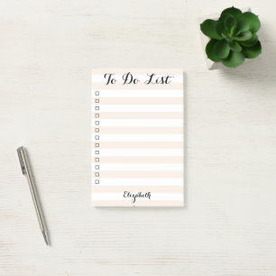 Personalized Khaki Striped Checklist To Do List Post-it Notes