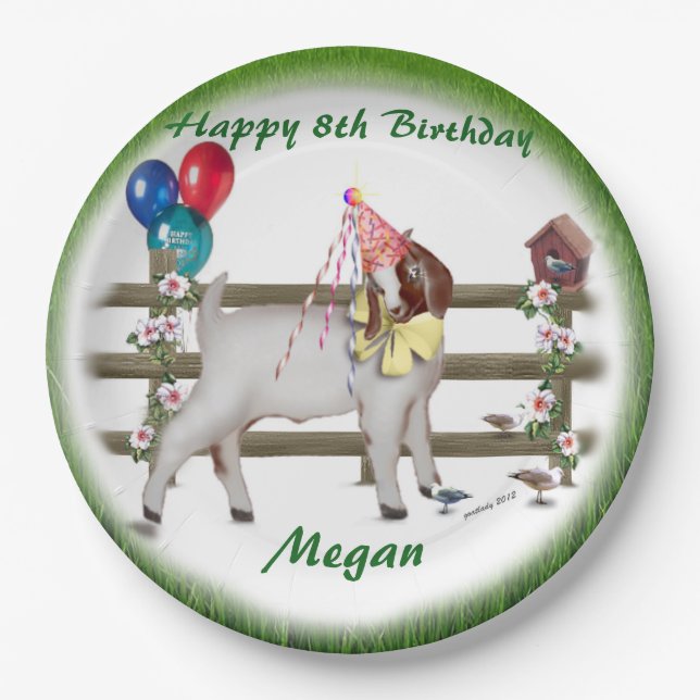 Personalized Kid Goat Theme Birthday Party Plates (Front)