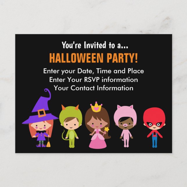 Personalized Kid Halloween invitation Postcard (Front)