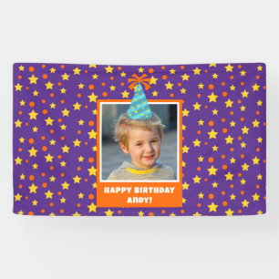 Personalized Kid Photo Happy Birthday w/ Blue Hat Banner