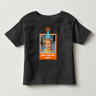Personalized Kid Photo Happy Birthday w/ Blue Hat Toddler T-shirt