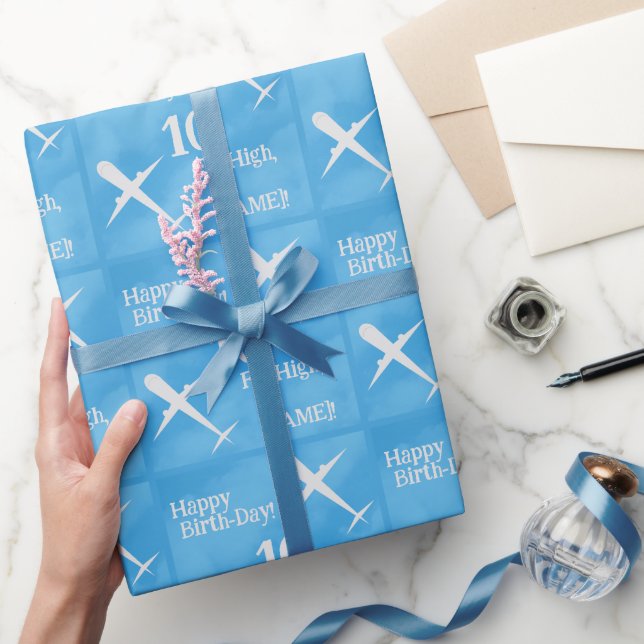 Personalized Kid Pilot's Airplane-Themed Birthday Wrapping Paper (Gifting)