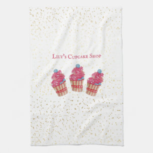 Personalized Kid’s Cupcake Shop Kitchen Towel – Cu