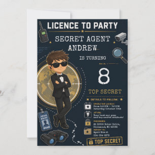 Personalized kid Secret Spy Mission Birthday Invitation