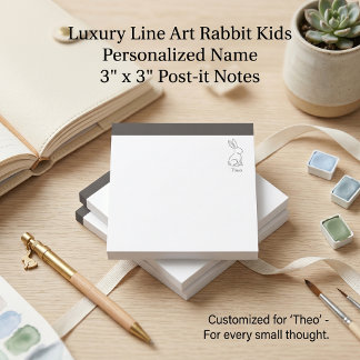 Personalized kids 3x3 | Minimalist line art Rebbit Post-it Notes