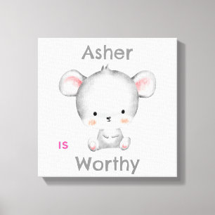 Personalized Kids Affirmation deco   Grey Mouse Canvas Print