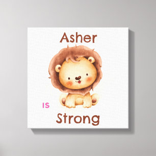 Personalized Kids Affirmation   Strong Lion   Canvas Print
