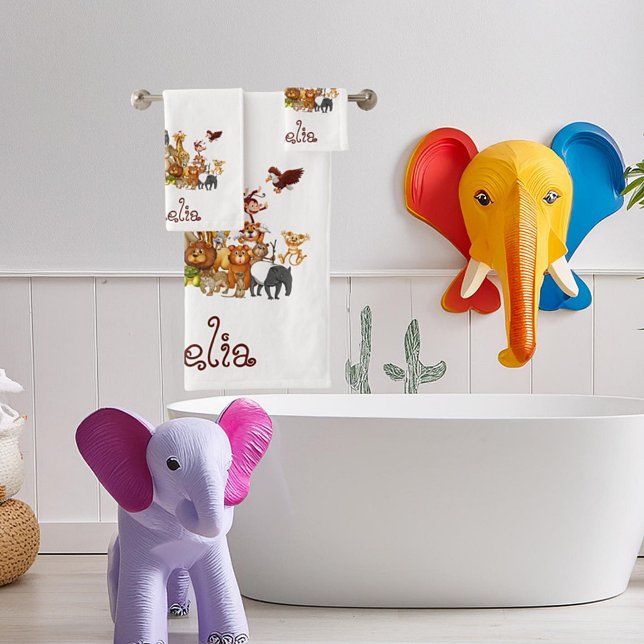 Personalized Kid's animals  Bath Towel Set (Creator Uploaded)