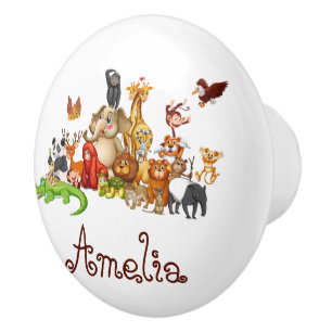 Personalized Kid's animals  Ceramic Knob