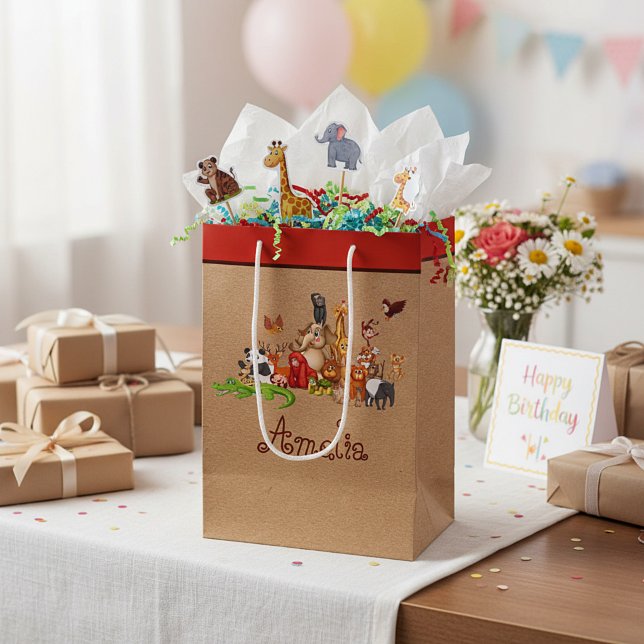 Personalized Kid's animals  Medium Gift Bag (Creator Uploaded)