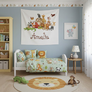 Personalized Kid's animals Tapestry