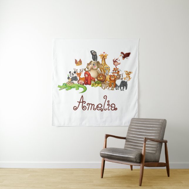 Personalized Kid's animals  Tapestry (In Situ)