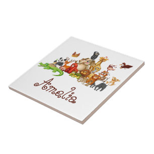 Personalized Kid's animals Tile
