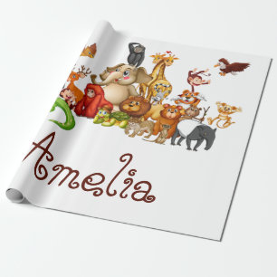 Personalized Kid's animals  Wrapping Paper