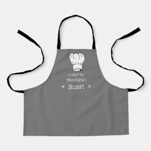 Personalized Kids Aprons -- Chef in Training Grey