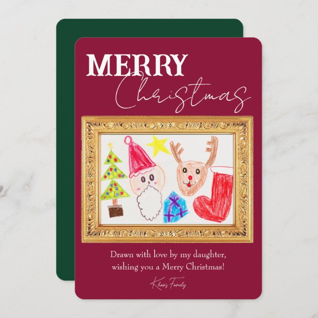Personalized Kids Art & Photo Holiday Card (Front/Back)