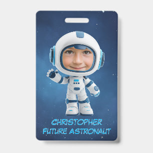 Personalized Kids Astronaut Emergency Contact Badge