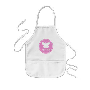 Personalized kids baking apron with butterfly