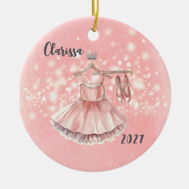 Personalized Kids Ballerina Christmas Ornament (Front)