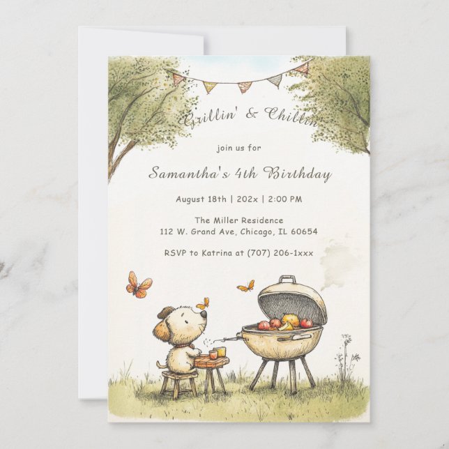 Personalized kids BBQ birthday Template (Front)