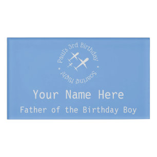 Personalized Kid's Birthday Airplanes Blue Guest Name Tag