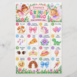 Personalized Kids Birthday Bingo Find Someone Who
