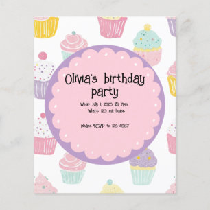 personalized kids birthday cupcake design flyer