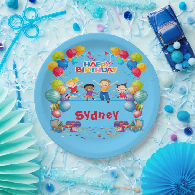 Personalized Kids Birthday Party Paper Plates 9" (Party)