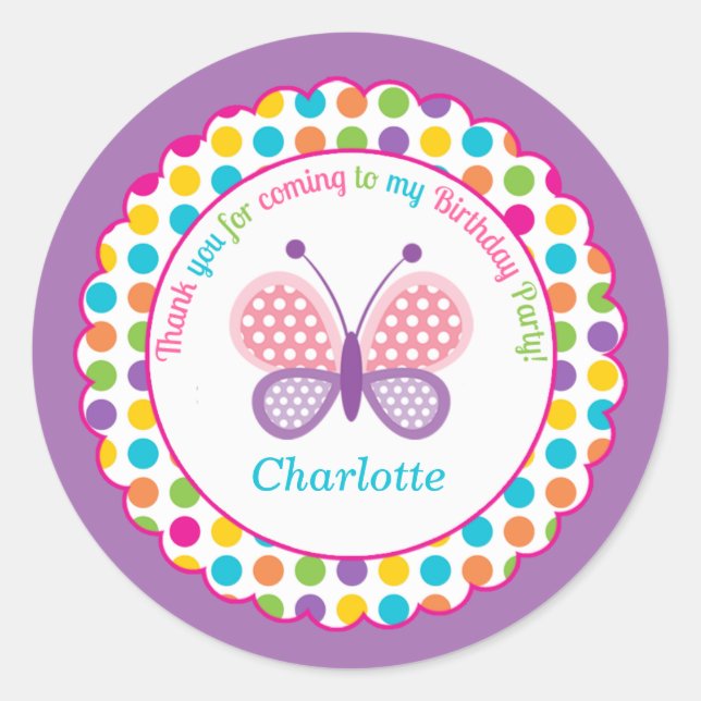 Personalized kids birthday party sticker stickers (Front)