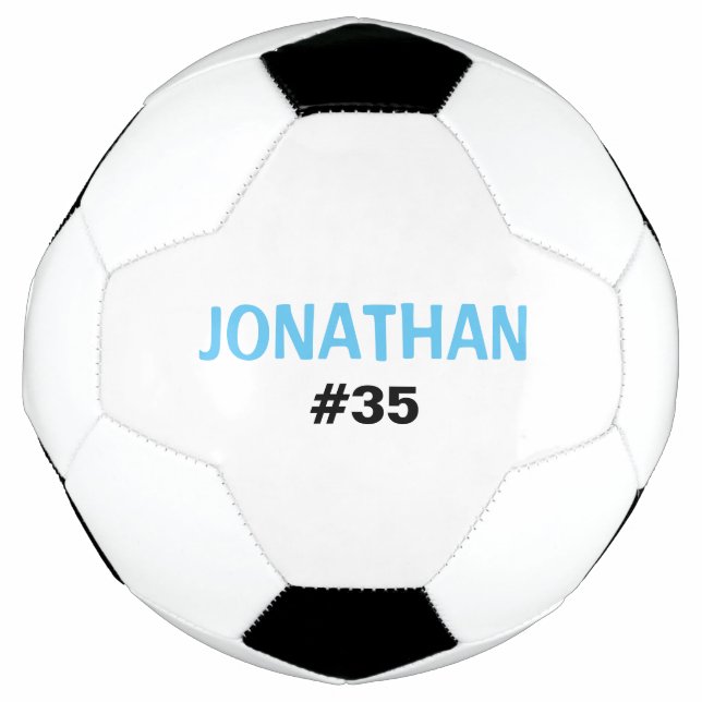 Personalized Kids Blue White Add A Name Soccer Ball (Front)