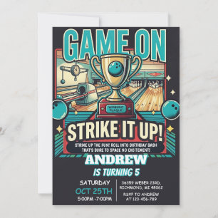 Personalized Kids Bowling Birthday Invitations