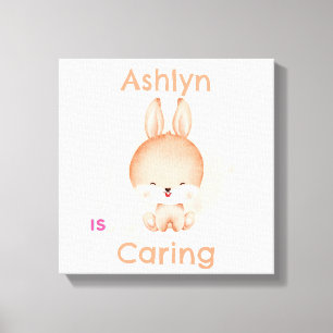 Personalized Kids Bunny Art   Nursery Deco Canvas Print