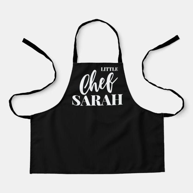 Personalized Kids Chef Apron | Elegant Black (Front)