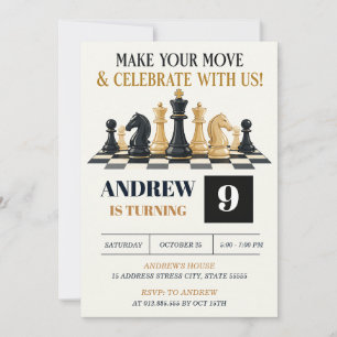 Personalized Kids Chess Birthday party Invitation