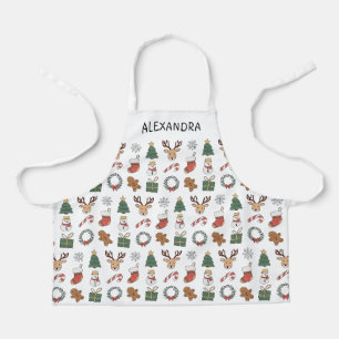 Personalized Kids Christmas Baking Holiday Pattern Apron