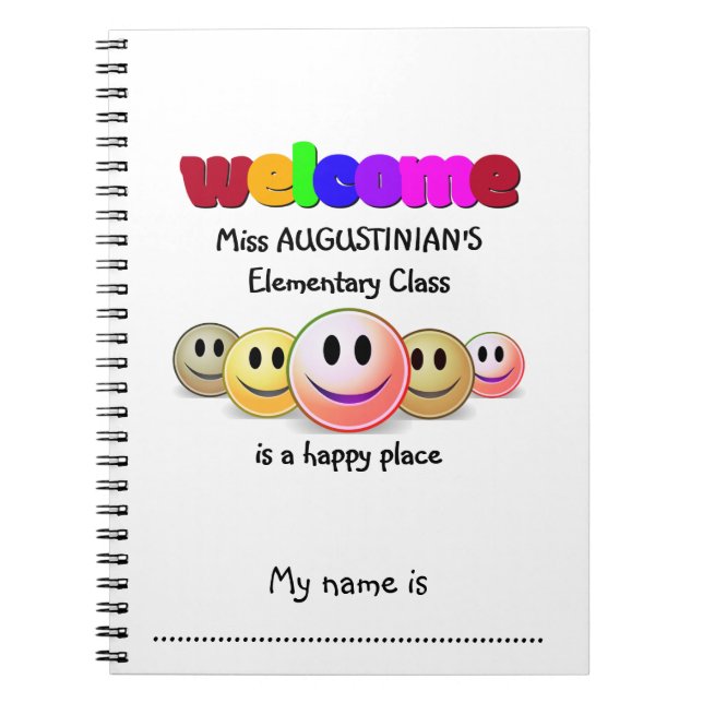 Personalized Kids Classroom Notebook (Front)