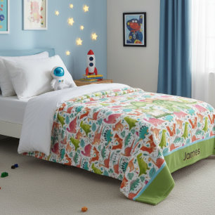 Personalized Kids Colourful Dinosaur Fleece Blanket