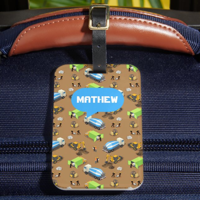 Personalized Kids Construction Vehicles  Luggage Tag (Front Insitu 2)