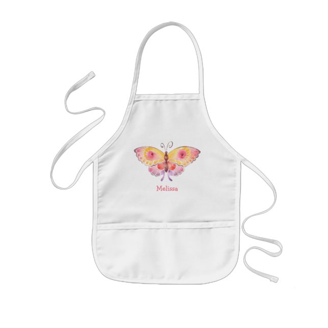 Personalized Kids Cute Butterfly Monogram Apron (Front)