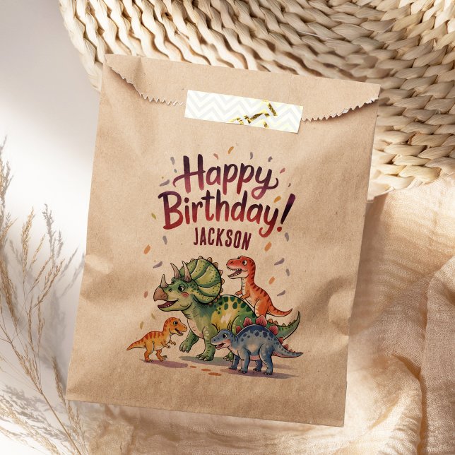 Personalized Kids Dinosaur Birthday Favour Bag (Creator Uploaded)