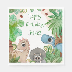 Personalized Kids Dinosaur Birthday Napkin
