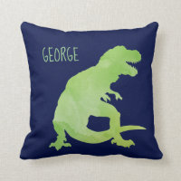 Personalized Kids Dinosaur Green Blue Watercolor