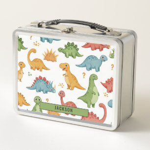 Personalized Kid's Dinosaur Pattern Metal Lunch Box